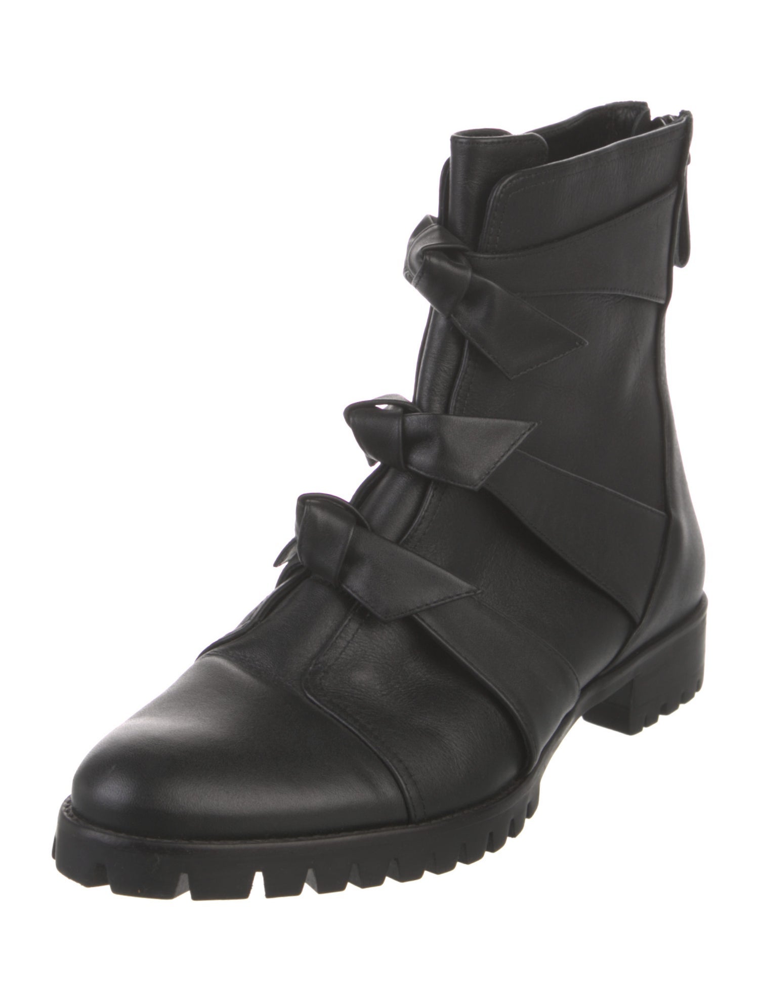 Alexandre Birman Leather Bow Accents Boots