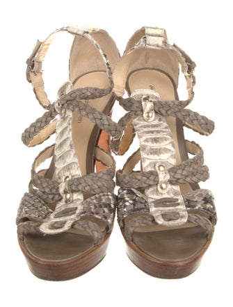 Alexandre Birman Snakeskin Animal Print Gladiator Sandals