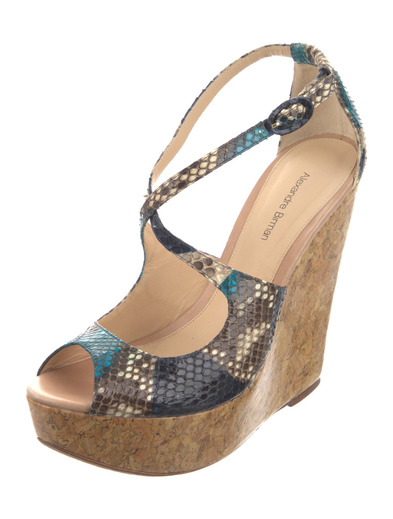 Alexandre Birman Snakeskin Animal Print T-Strap Sandals