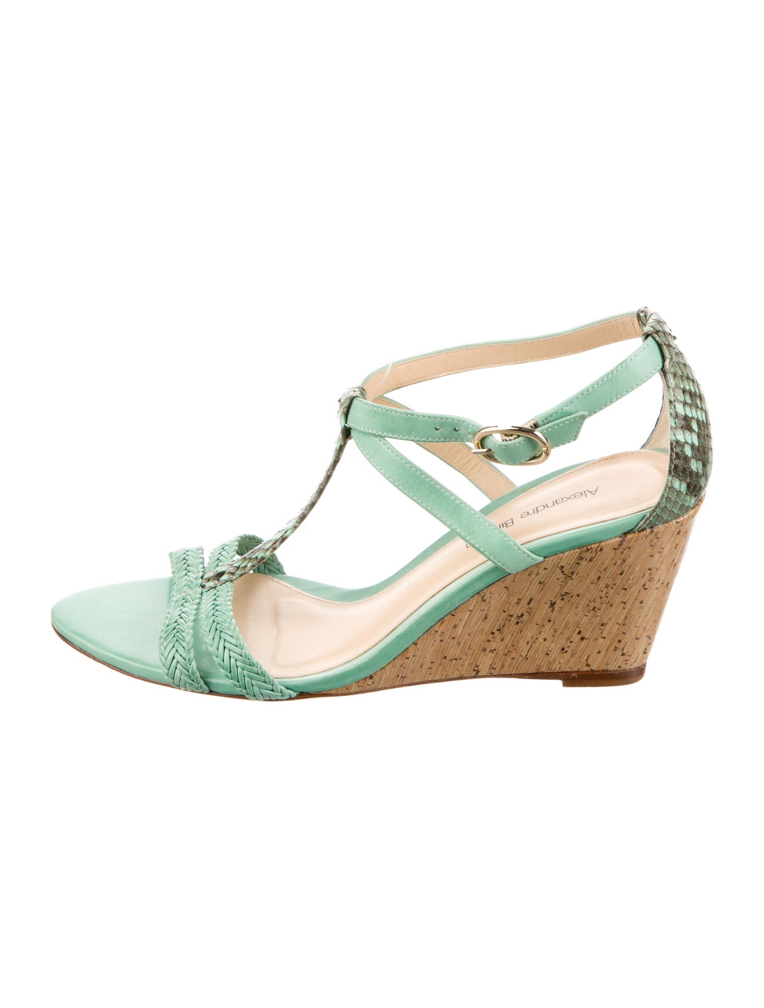 Alexandre Birman Leather Animal Print T-Strap Sandals