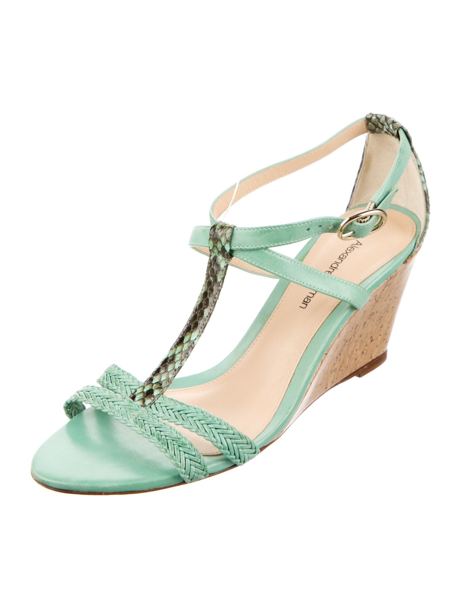 Alexandre Birman Leather Animal Print T-Strap Sandals