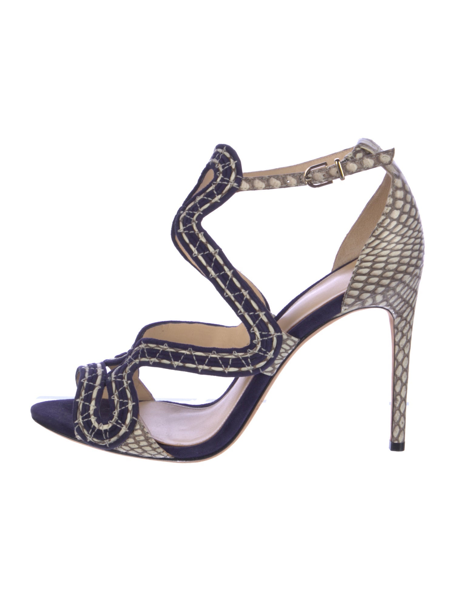 Alexandre Birman Suede Colorblock Pattern Sandals