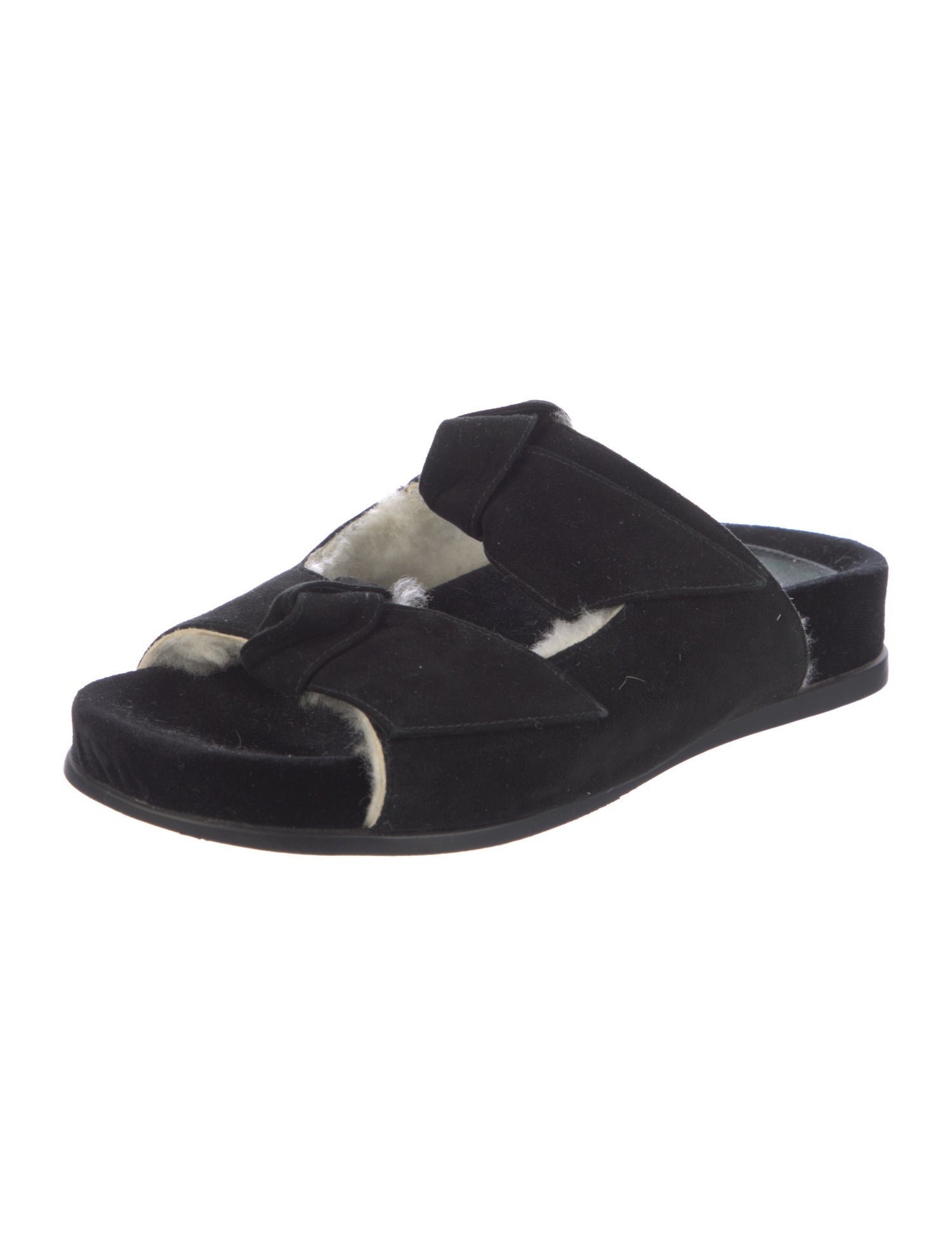 Alexandre Birman Suede Bow Accents Slides