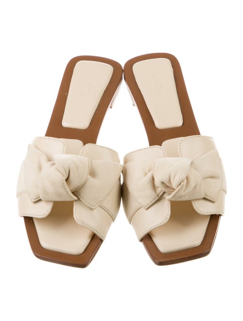 Alexandre Birman Leather Bow Accents Slides