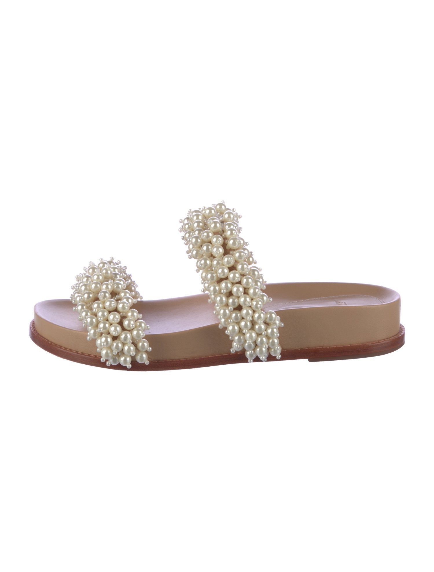 Alexandre Birman Faux Pearl Accents Leather Slides