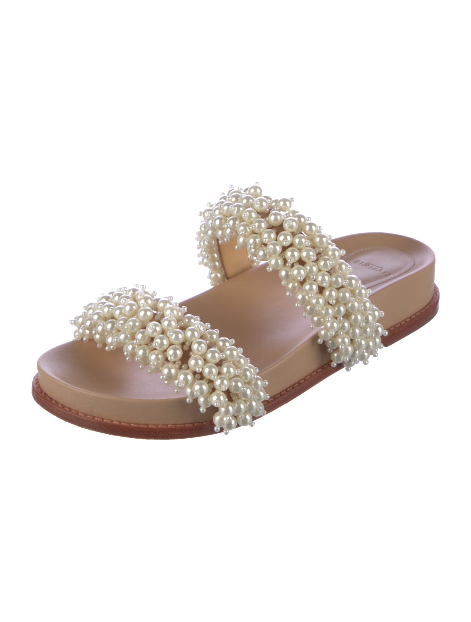 Alexandre Birman Faux Pearl Accents Leather Slides