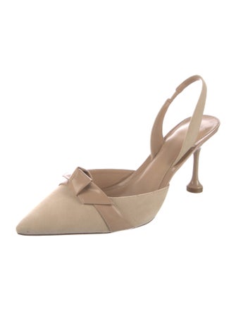 Alexandre Birman Suede Bow Accents Slingback Pumps