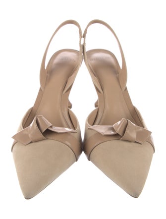 Alexandre Birman Suede Bow Accents Slingback Pumps