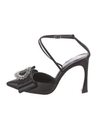 Alexandre Birman Raffia Floral Print Mules