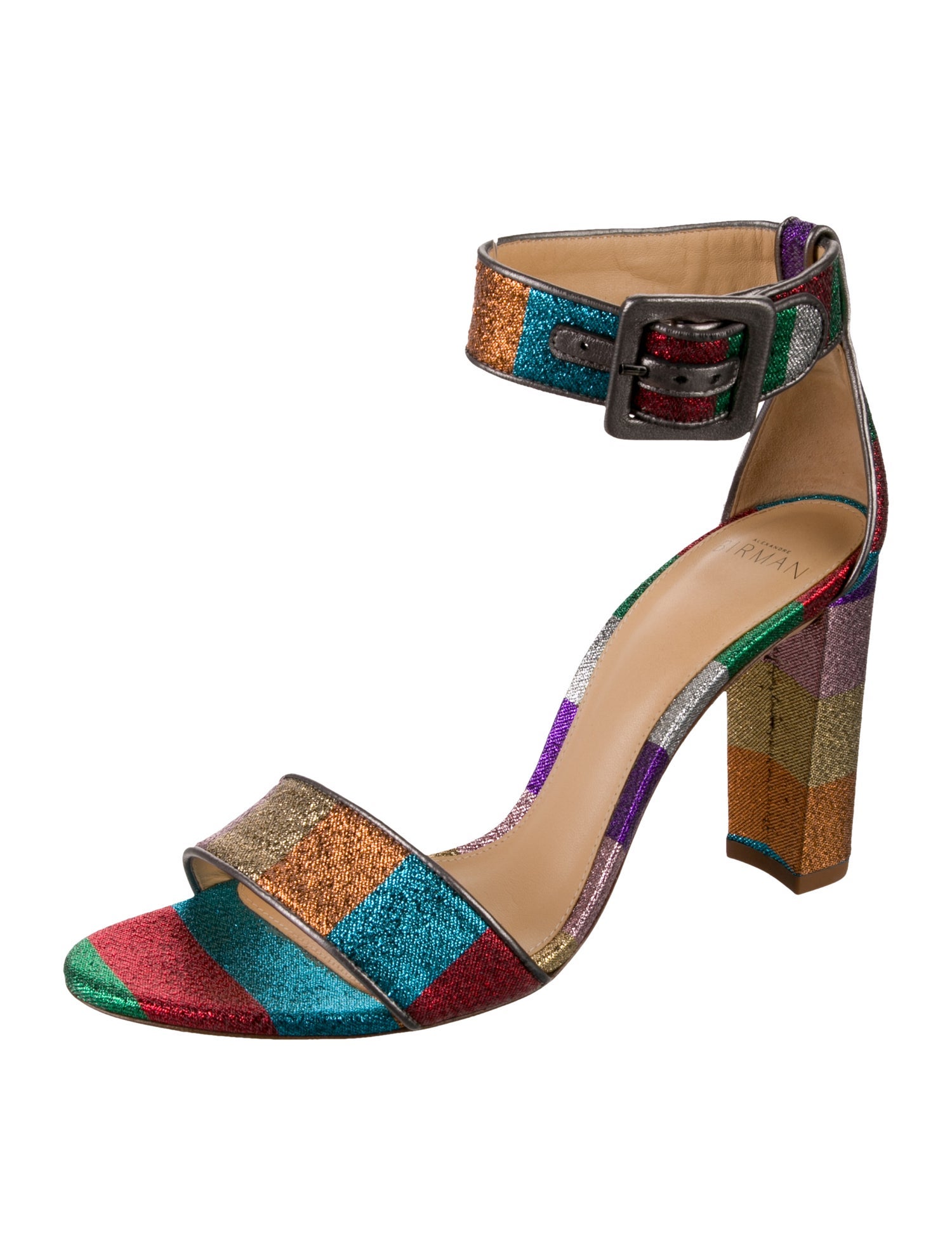 Alexandre Birman Glitter Colorblock Pattern Sandals