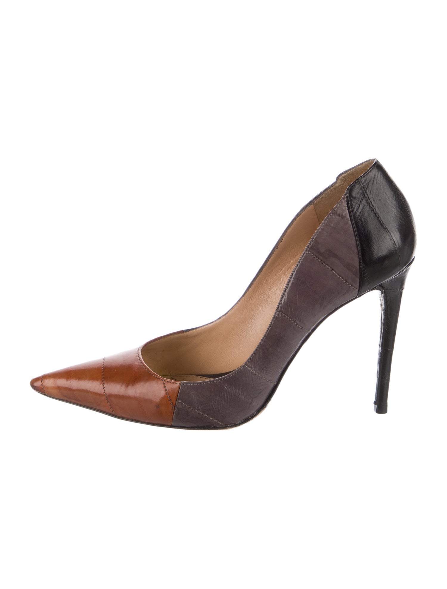 Alexandre Birman Leather Colorblock Pattern Pumps