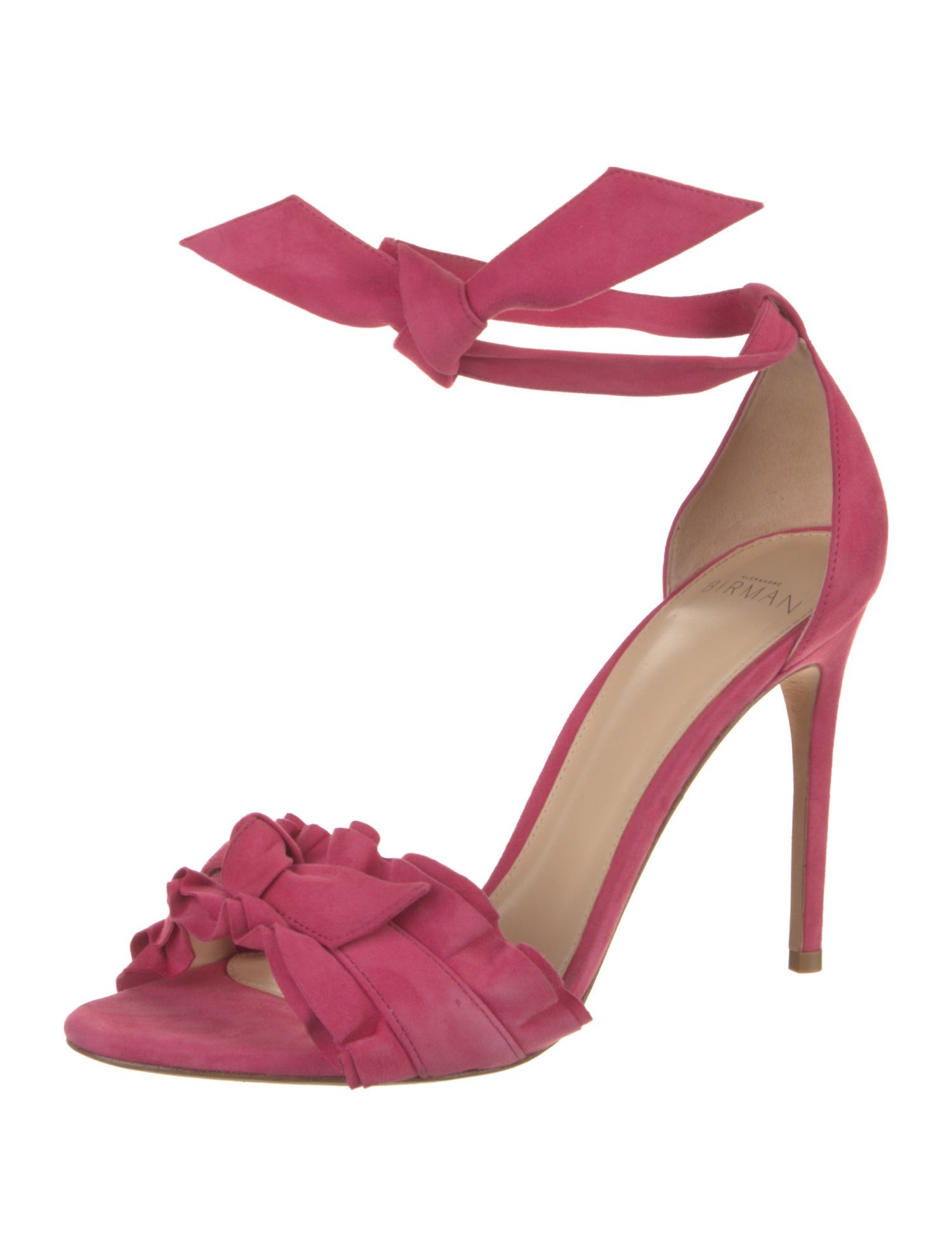 Alexandre Birman Suede Ruffle Embellishment Sandals