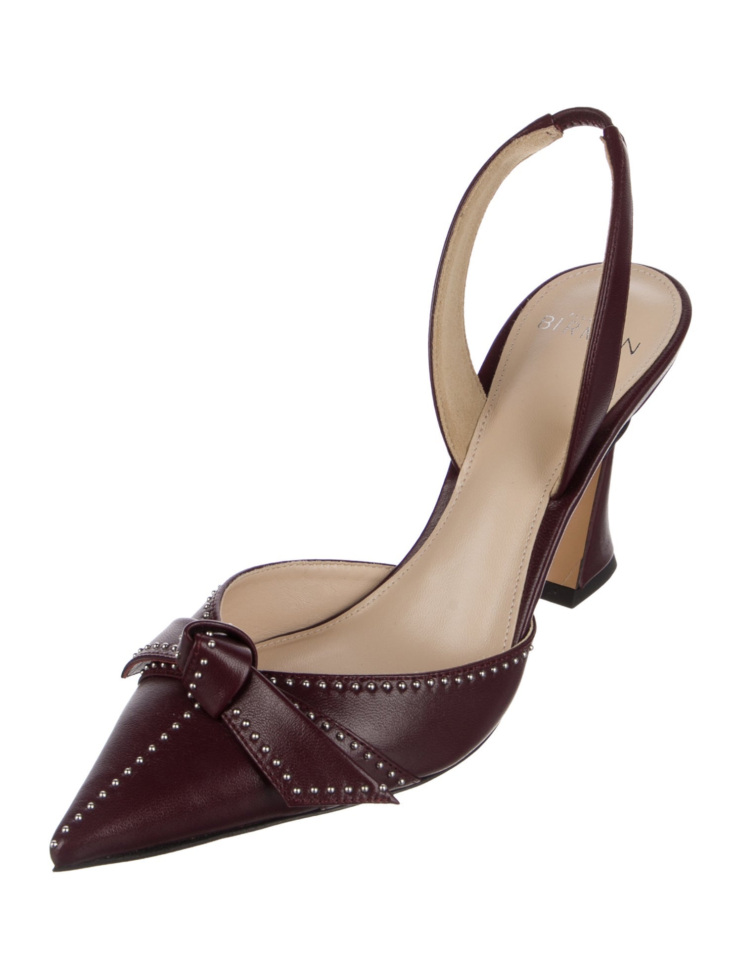 Alexandre Birman Leather Bow Accents Slingback Pumps