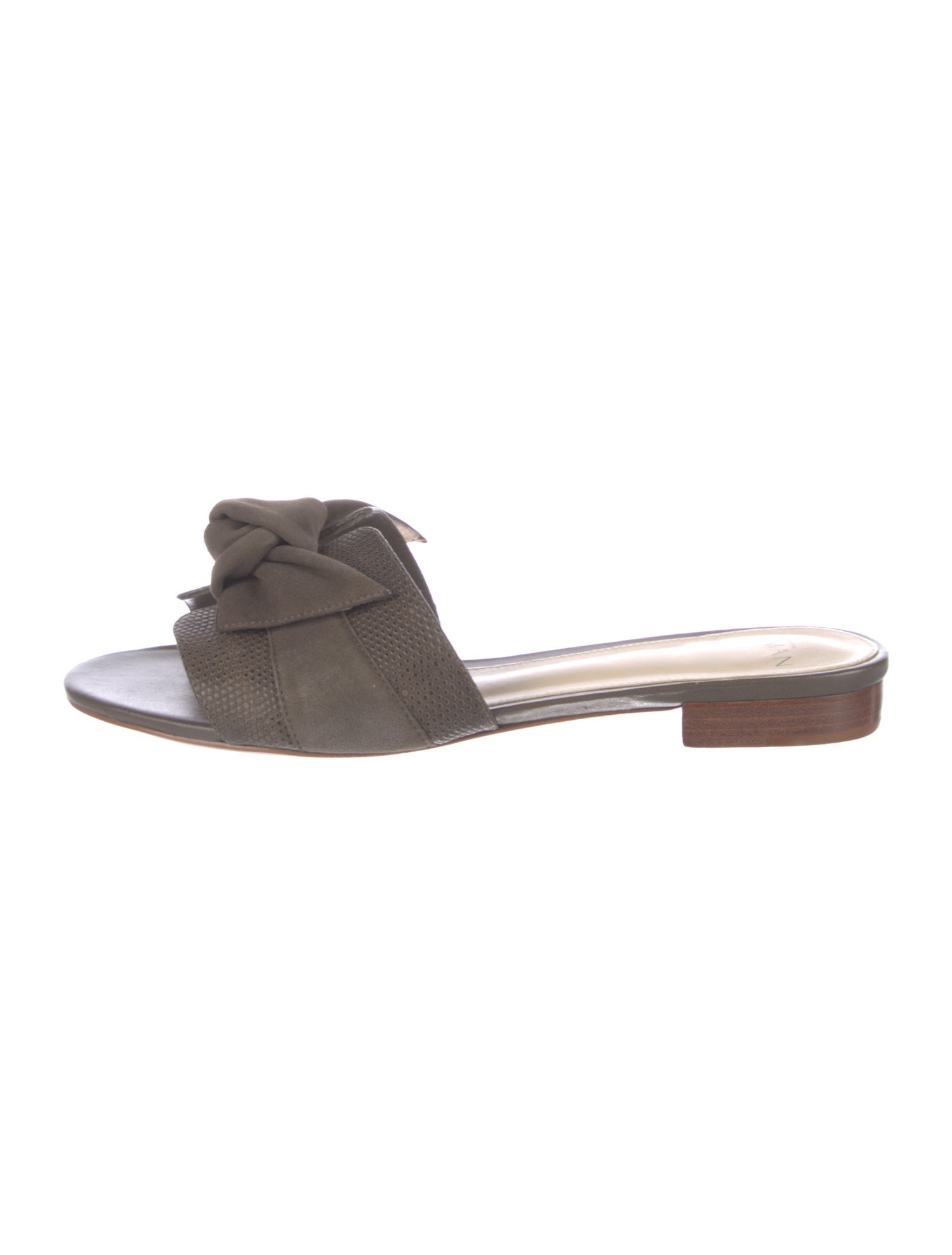 Alexandre Birman Embossed Leather Bow Accents Slides