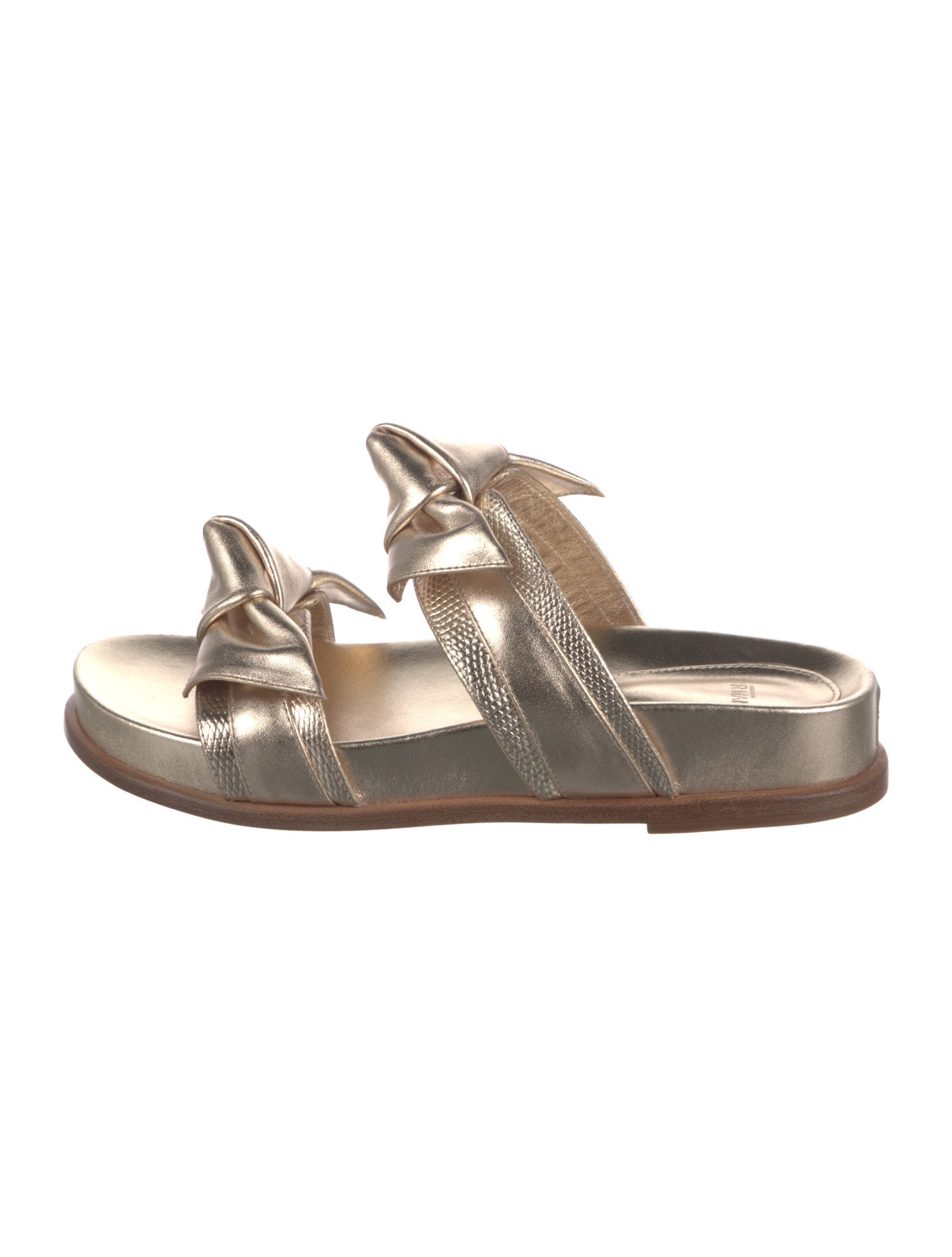 Alexandre Birman Leather Bow Accents Slides
