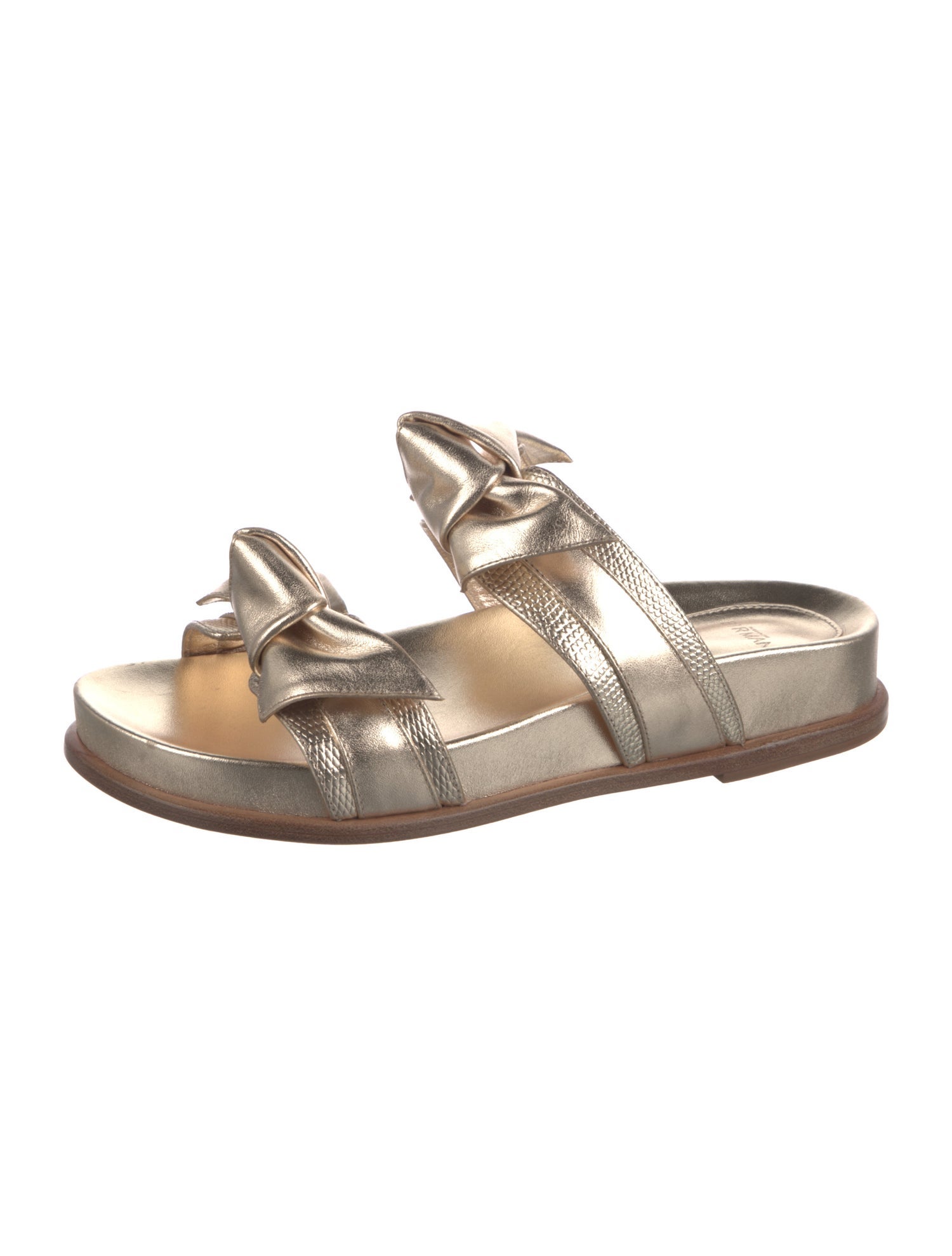 Alexandre Birman Leather Bow Accents Slides