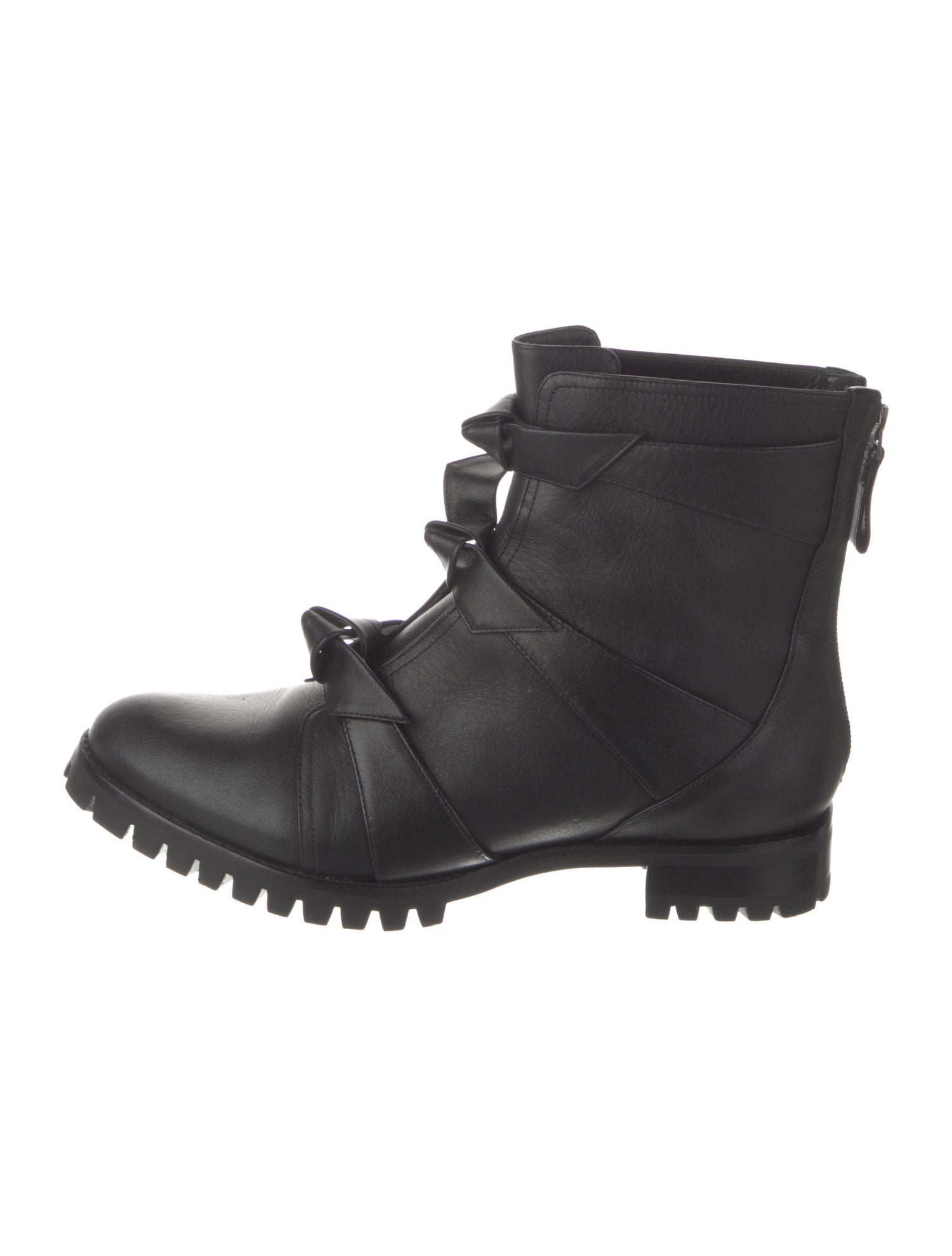 Alexandre Birman Leather Bow Accents Combat Boots