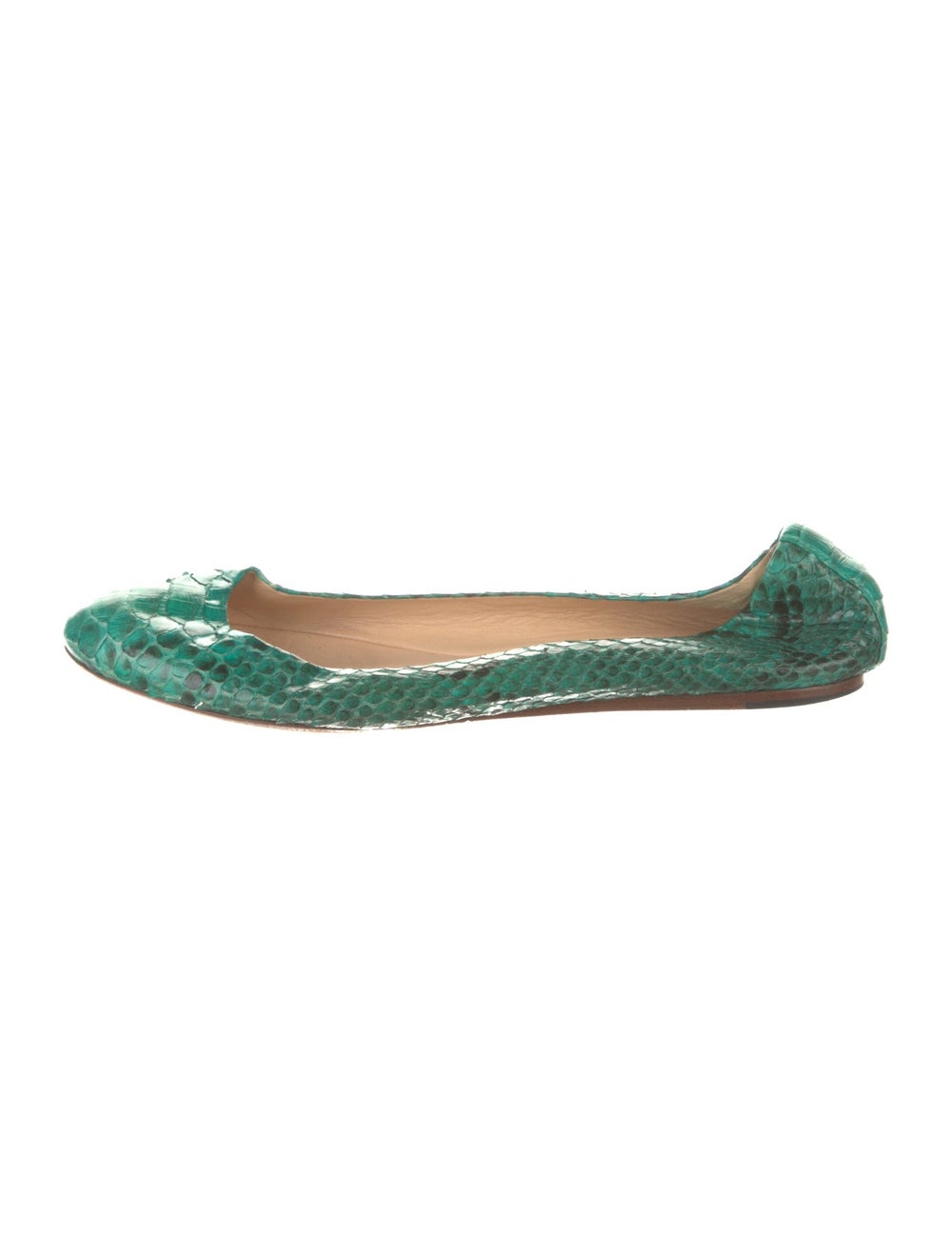 Alexandre Birman Python Ballet Flats Green Animal… - image 1