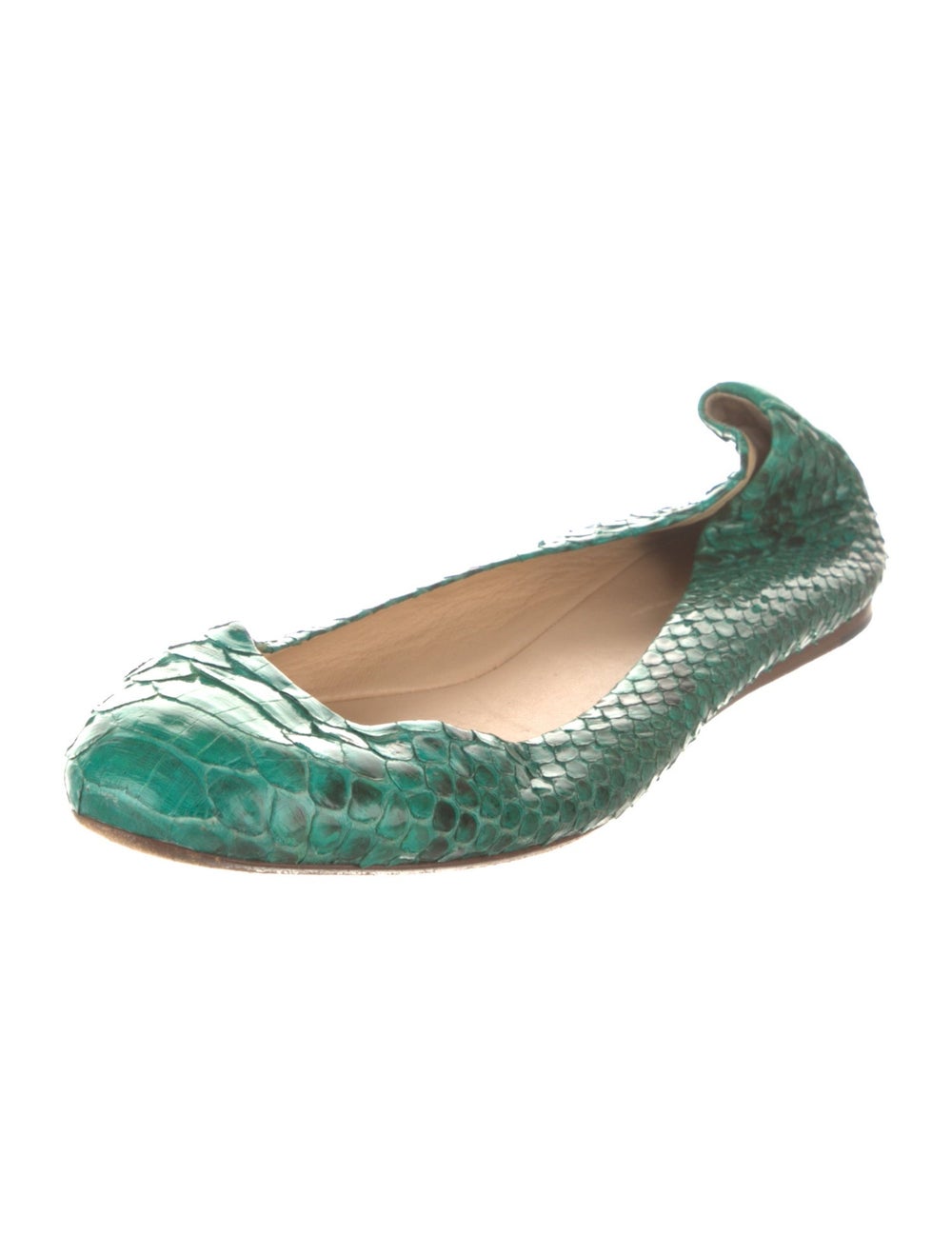 Alexandre Birman Python Ballet Flats Green Animal… - image 2