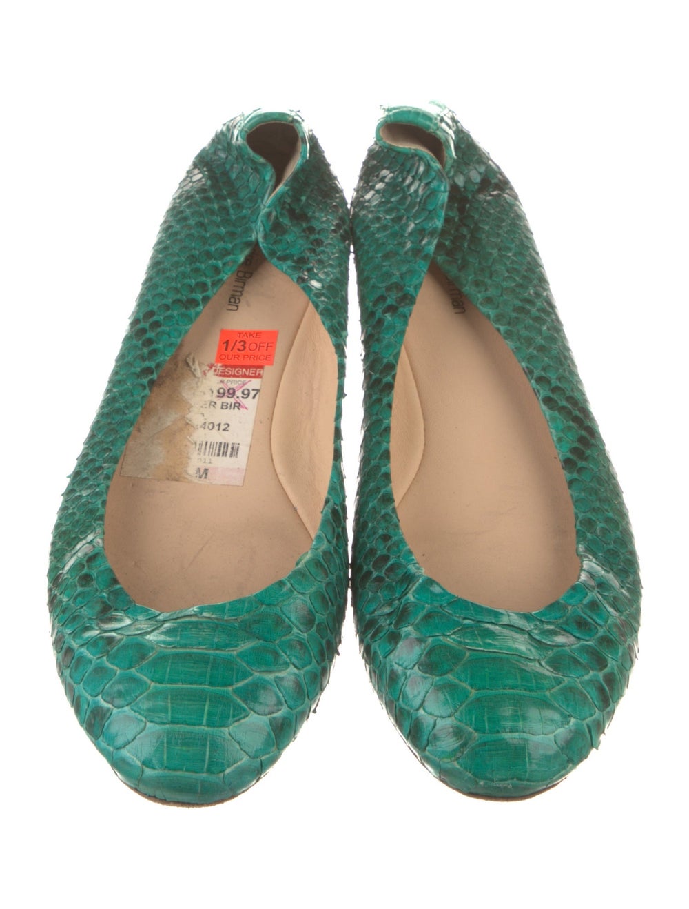 Alexandre Birman Python Ballet Flats Green Animal… - image 3