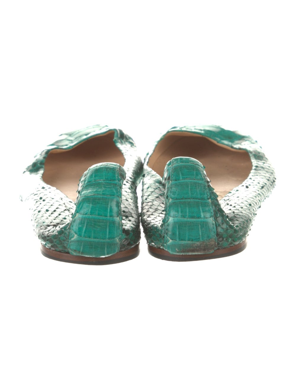 Alexandre Birman Python Ballet Flats Green Animal… - image 4