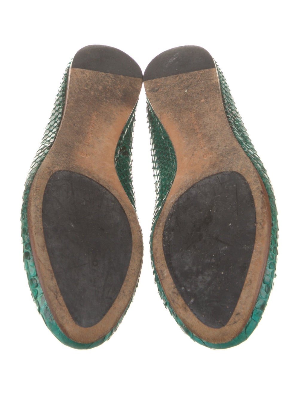 Alexandre Birman Python Ballet Flats Green Animal… - image 5