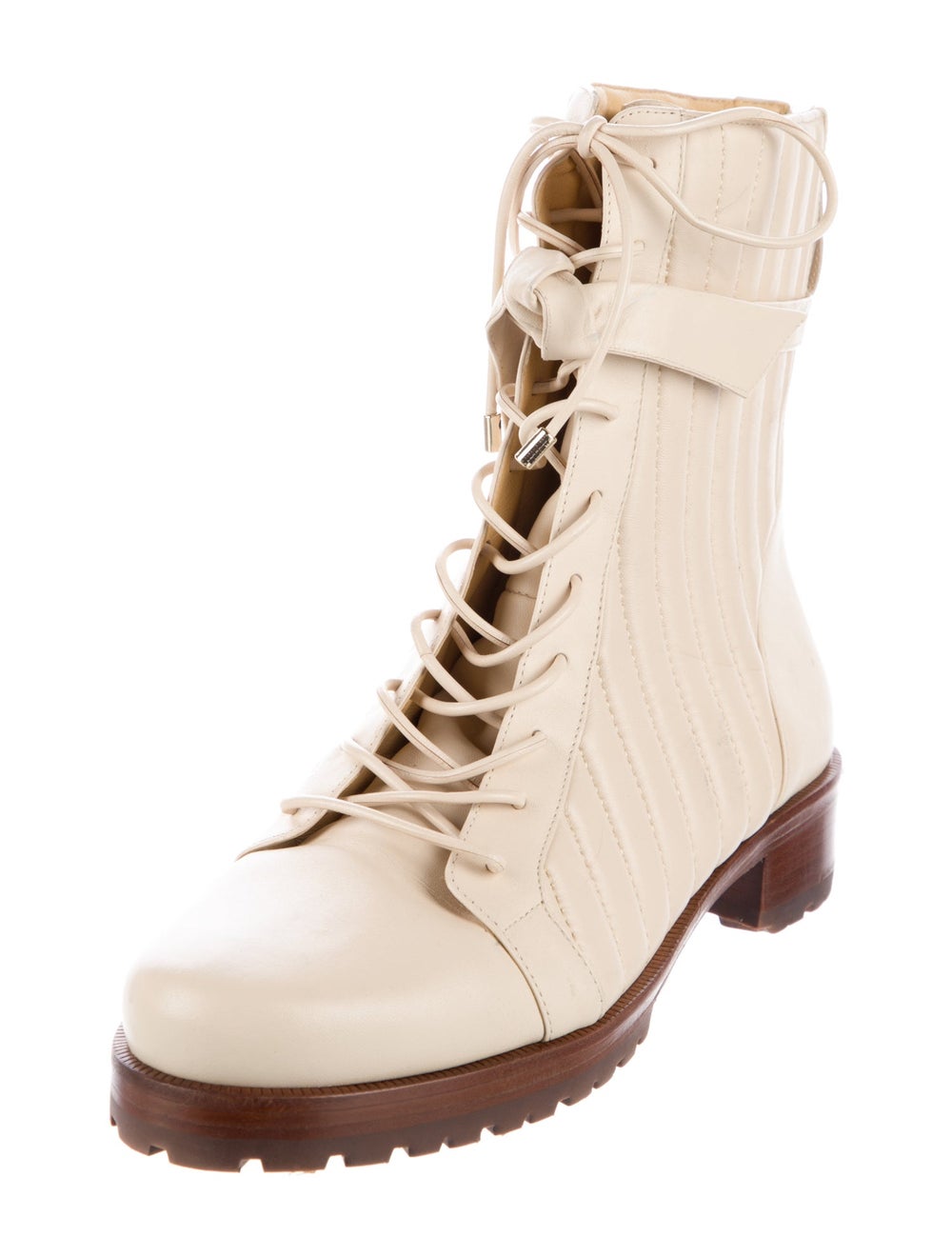 Alexandre Birman Quilted Pattern Leather Combat B… - image 2