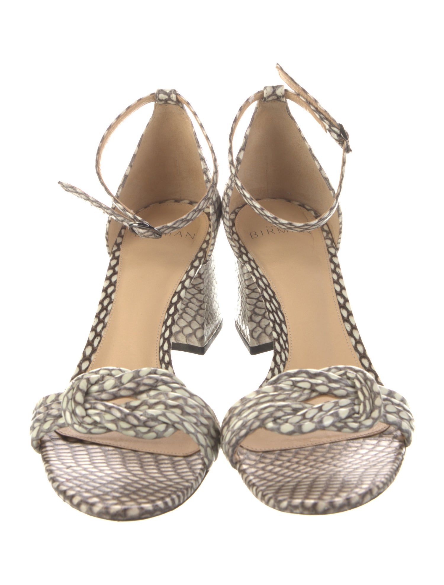Alexandre Birman Embossed Leather Animal Print Sandals