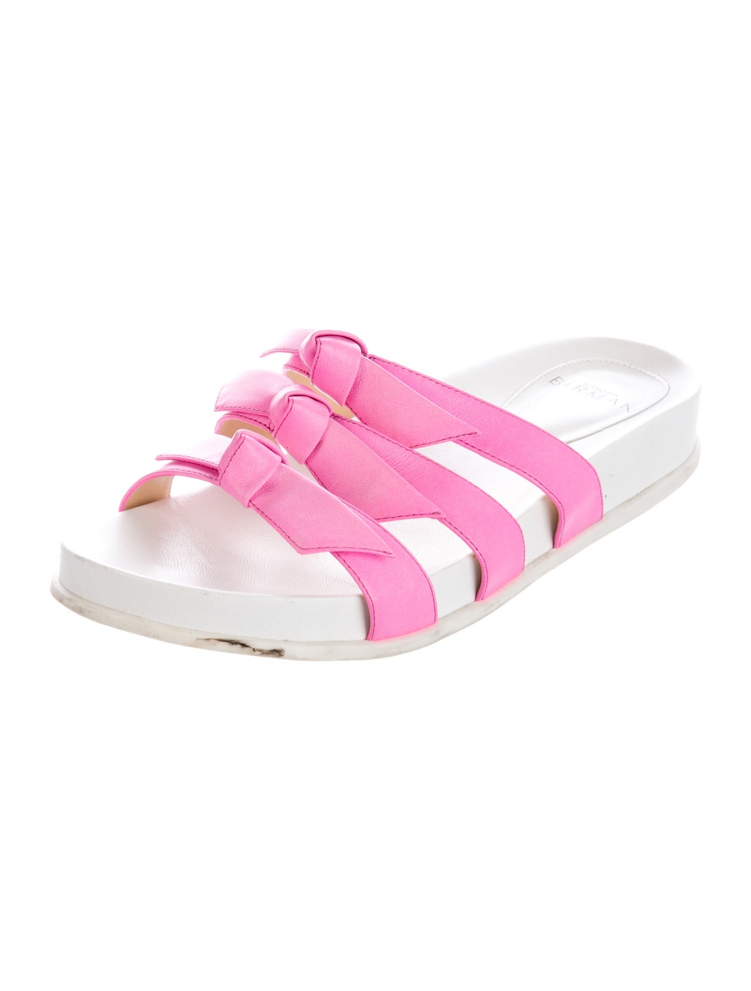 Alexandre Birman Leather Bow Accents Slides