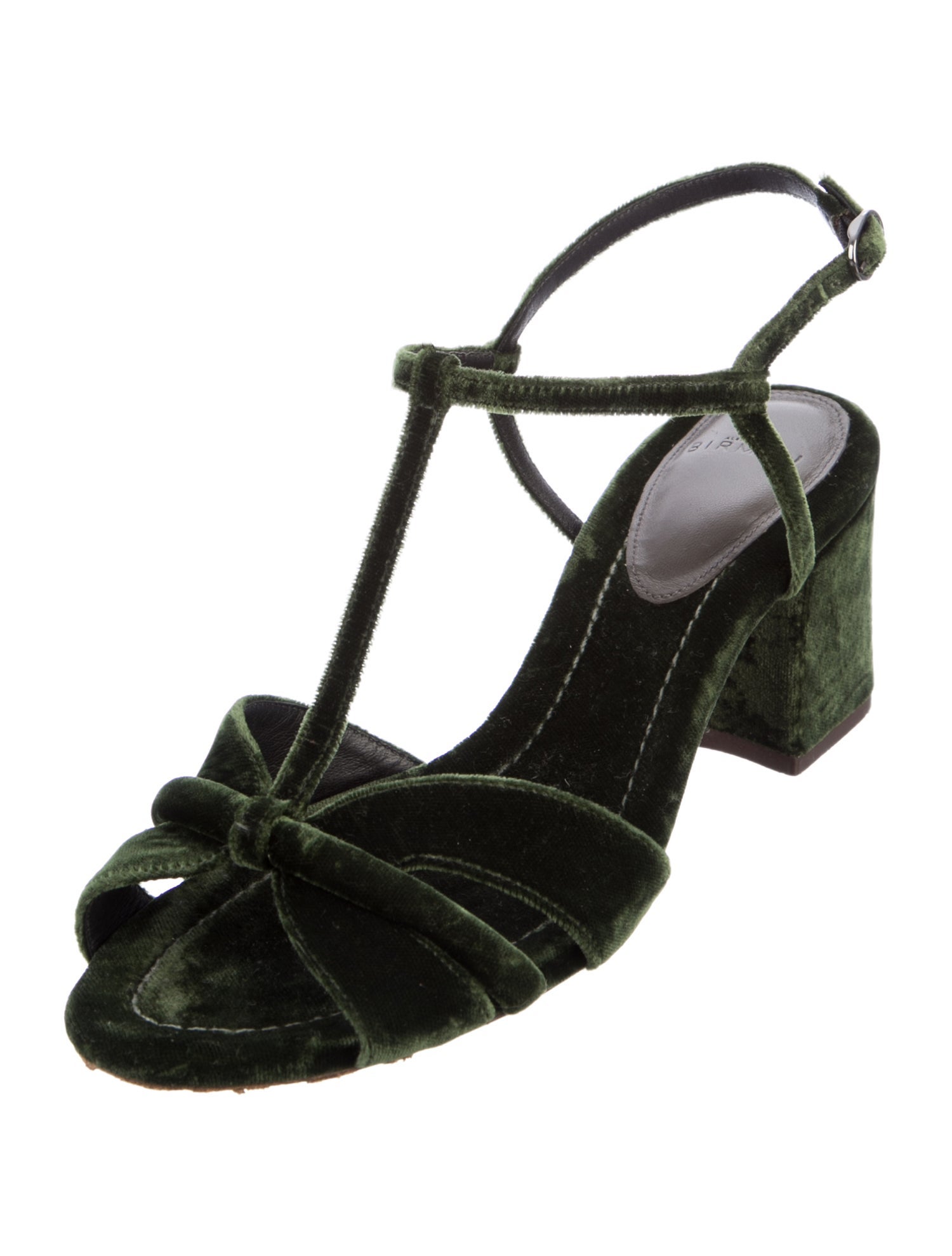 Alexandre Birman Velvet T-Strap Sandals