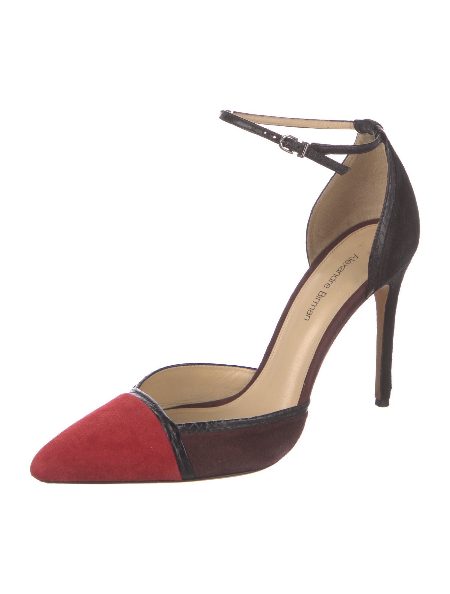 Alexandre Birman Suede Colorblock Pattern D'Orsay Pumps