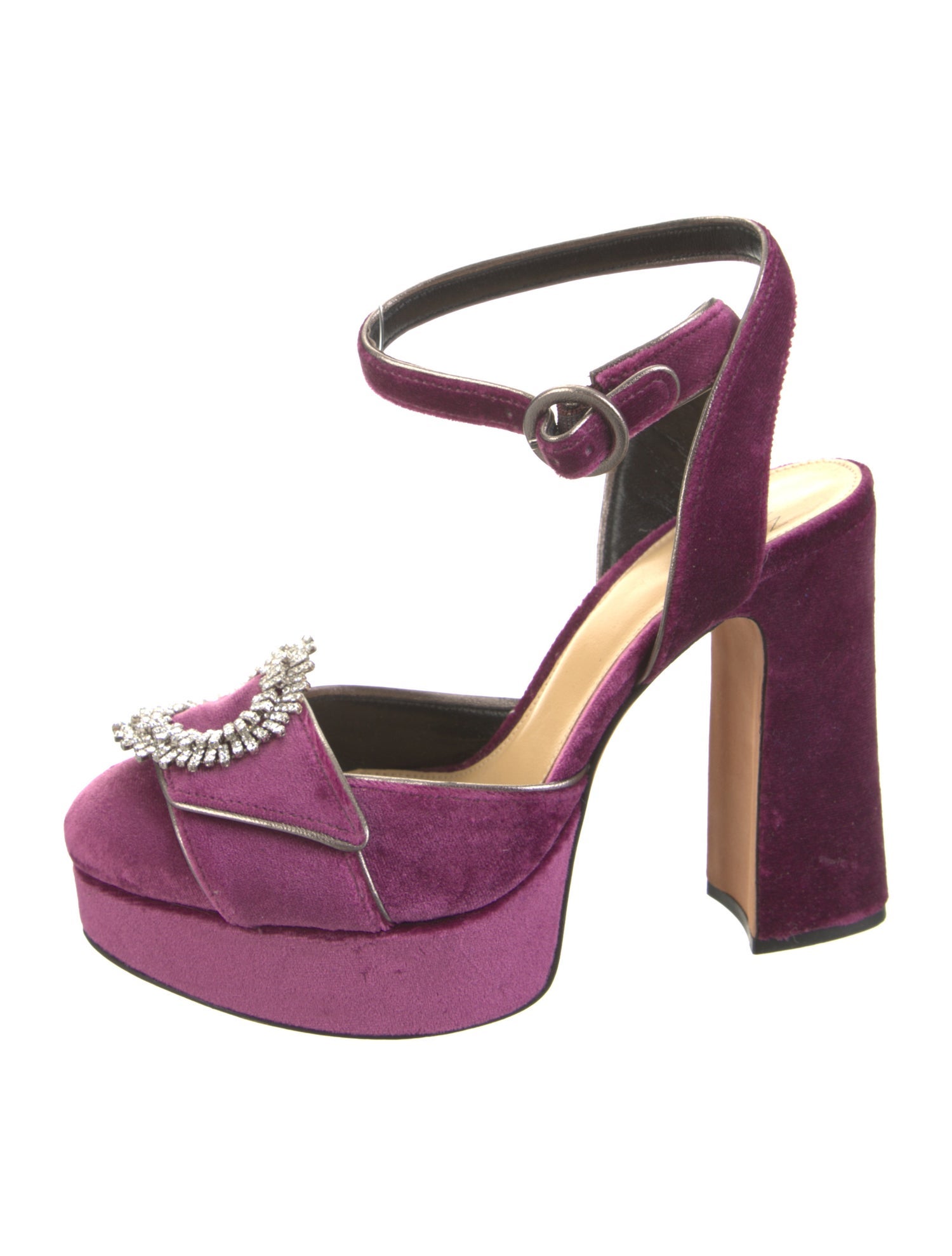 Alexandre Birman Velvet Crystal Embellishments Pumps