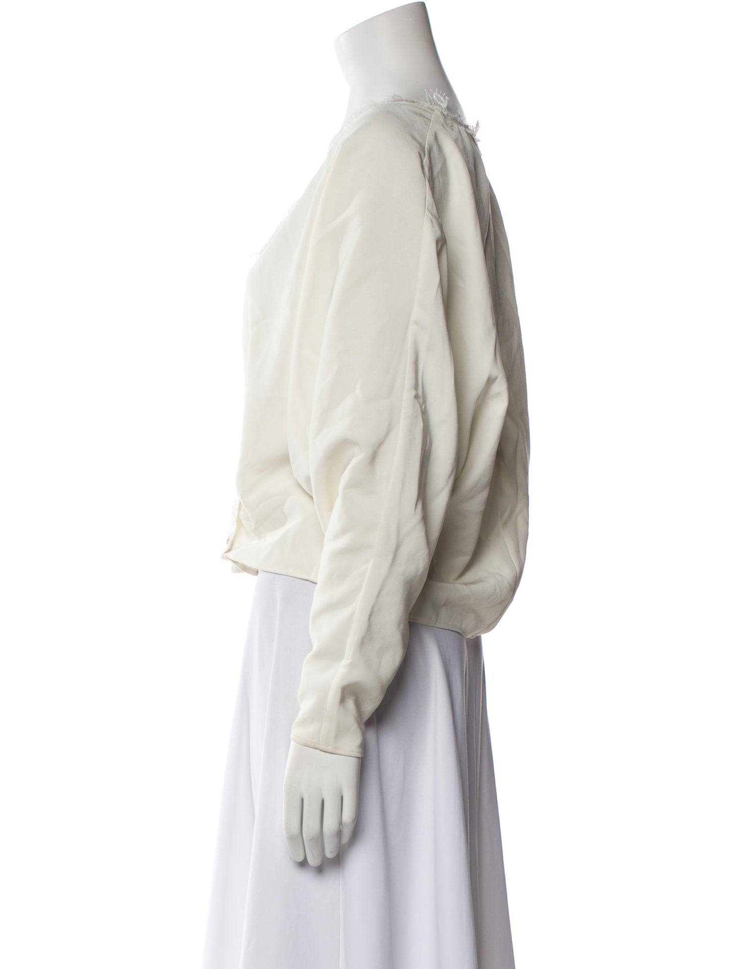 Alexis Mabille V-Neck Long Sleeve Crop Top