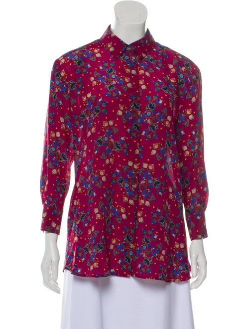Altuzarra Floral Silk Button-Up Magenta