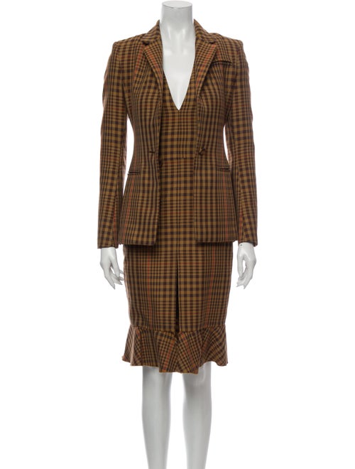 Altuzarra Plaid Print Dress Set Brown