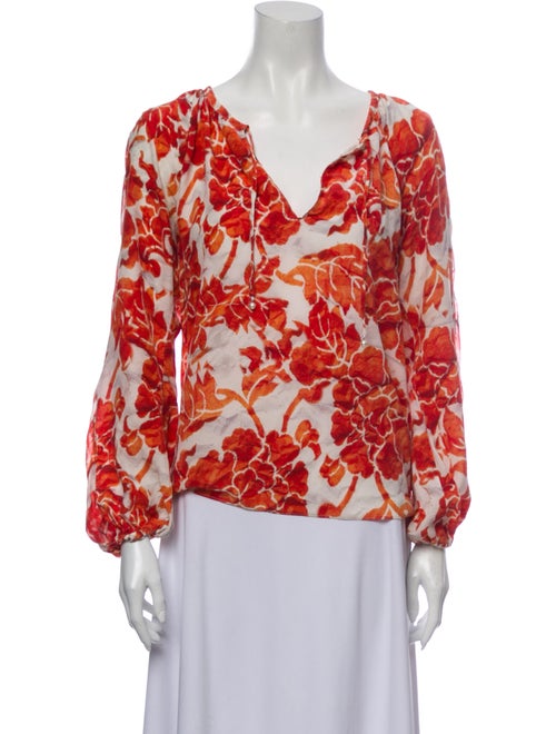 Altuzarra Silk Floral Print Blouse Orange