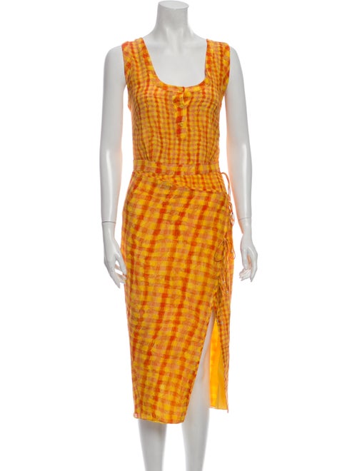 Altuzarra Silk Midi Length Dress Orange
