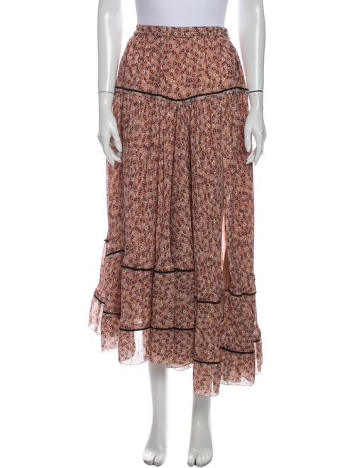 Altuzarra Floral Print Midi Length Skirt Metallic