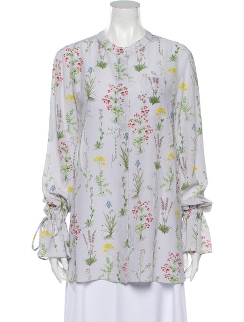Altuzarra Silk Floral Print Button-Up Top Purple