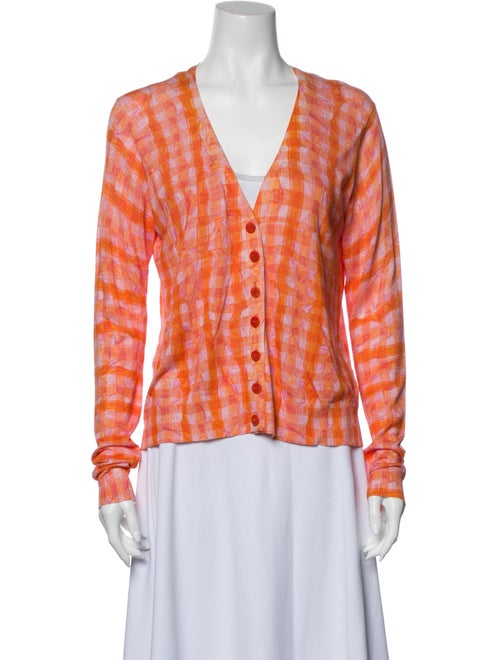 Altuzarra Plaid Print V-Neck Sweater Orange