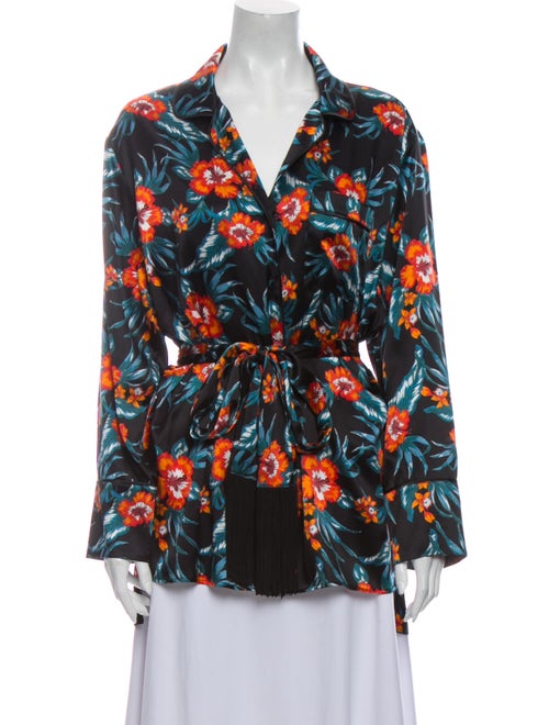 Altuzarra Silk Floral Print Blouse Black