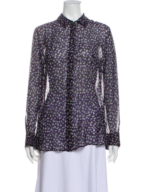Altuzarra Silk Floral Print Button-Up Top Purple
