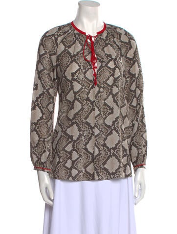 Altuzarra Tops Animal Print Tie Neck Blouse Us2, Fr34 | XS