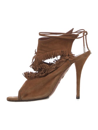 Altuzarra Suede Fringe Trim Accent Sandals