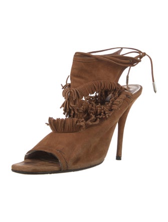 Altuzarra Suede Fringe Trim Accent Sandals