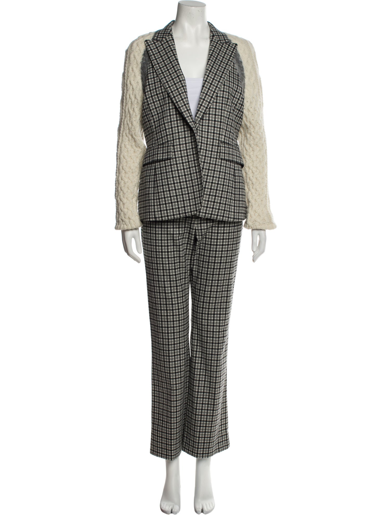 Altuzarra Virgin Wool Plaid Print Pantsuit