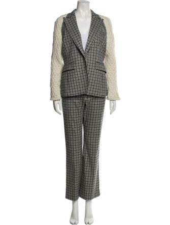Altuzarra Virgin Wool Plaid Print Pantsuit