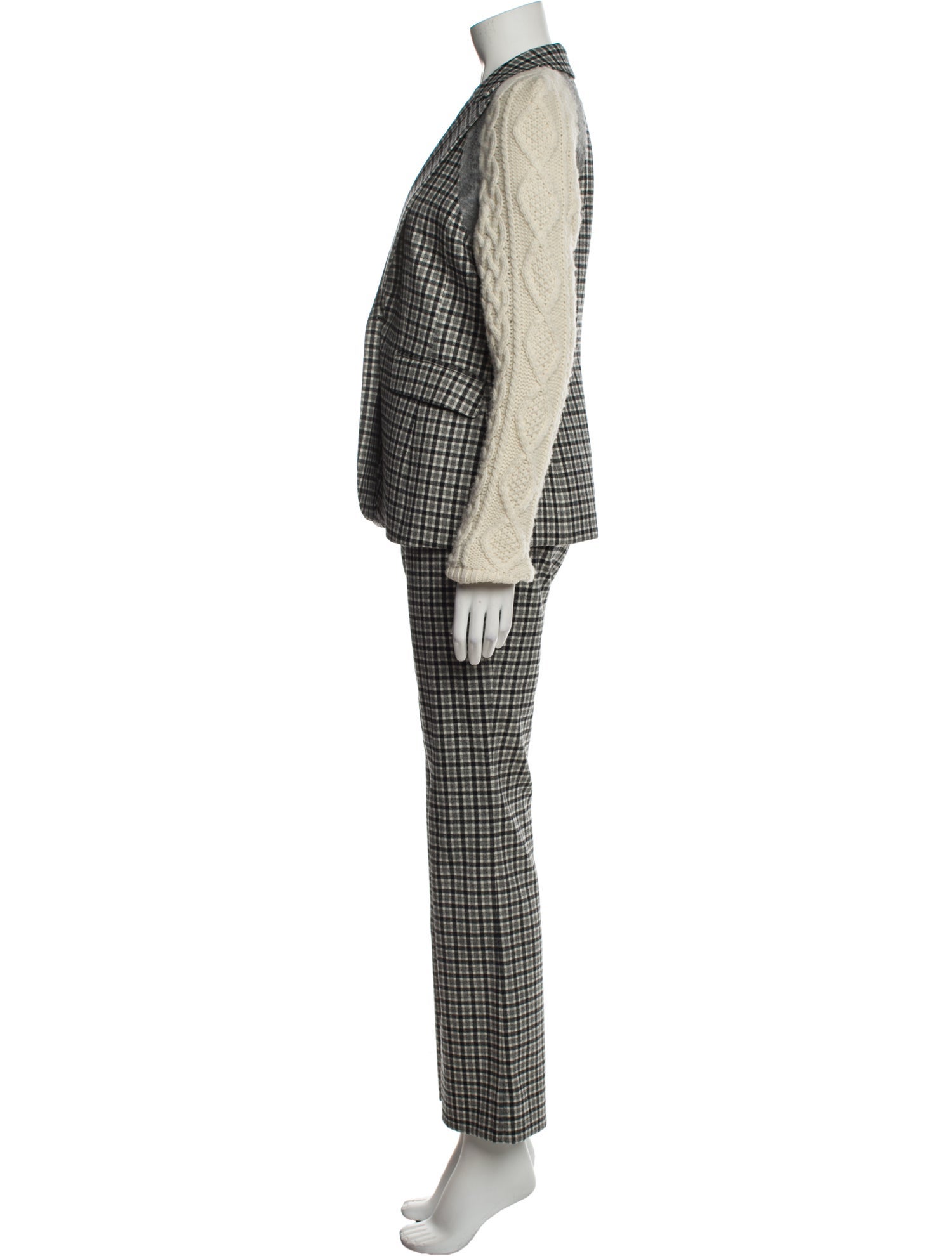 Altuzarra Virgin Wool Plaid Print Pantsuit