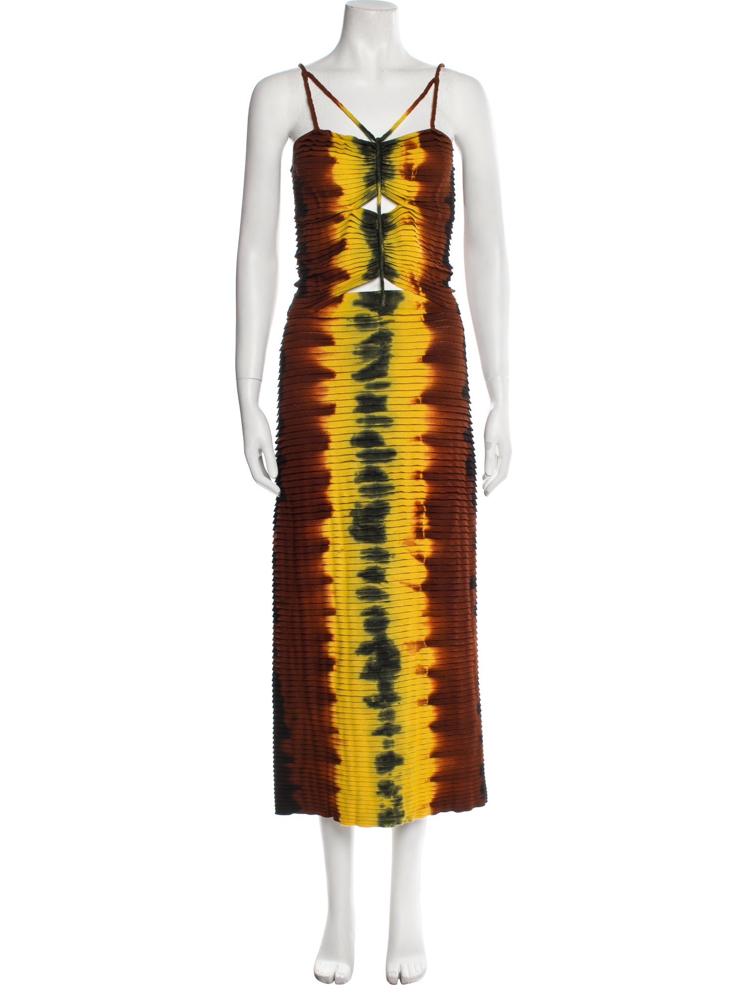 Altuzarra Tie-Dye Print Midi Length Dress in Yellow, Women's S Altuzarra Tie-Dye Print Midi Length Dress in Yellow, Women's S