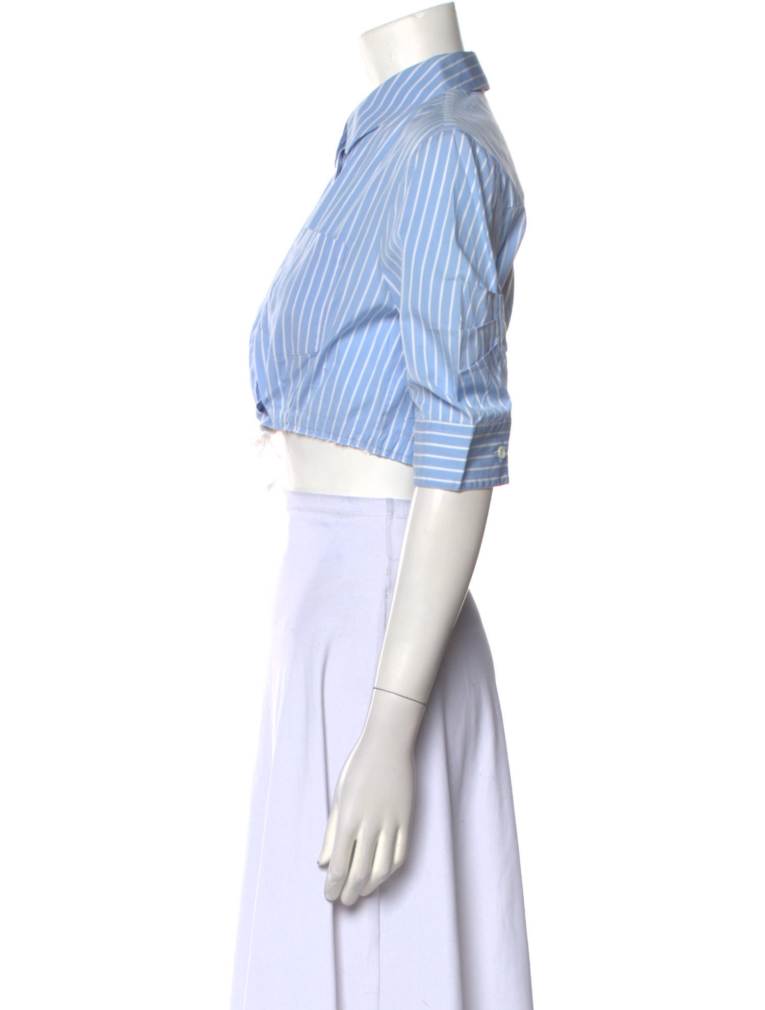 Altuzarra Striped Three-Quarter Sleeve Crop Top